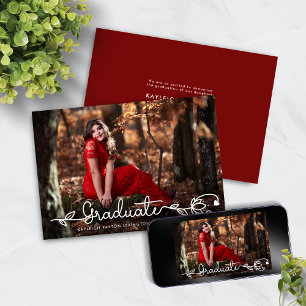 Moderne handgeschriebene Schrift rote Foto-Abschlu Ankündigung