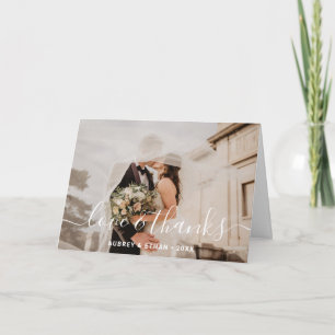 Moderne handgeschriebene Schriftart Foto Hochzeit Dankeskarte