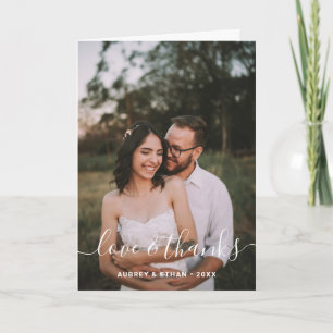Moderne handgeschriebene Schriftart Foto Hochzeit Dankeskarte