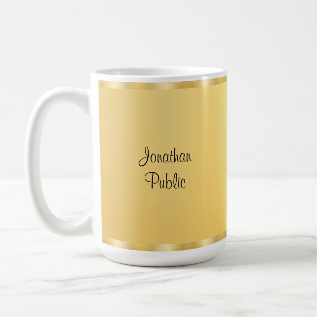 Moderne handgeschriebene Script-Imitate - Goldvorl Kaffeetasse (Links)