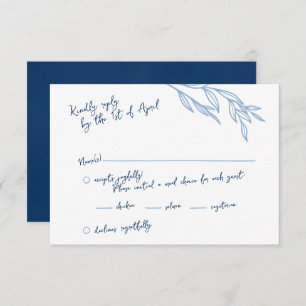 Moderne handgeschriebene Script-RSVP-Karten blau