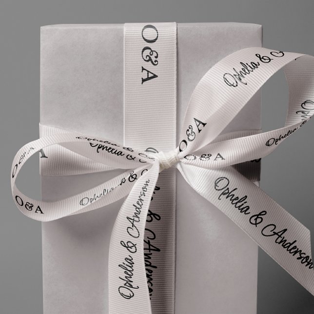 Moderne handgeschriebene Skriptinitialen und -name Ripsband (3" grosgrain ribbon)