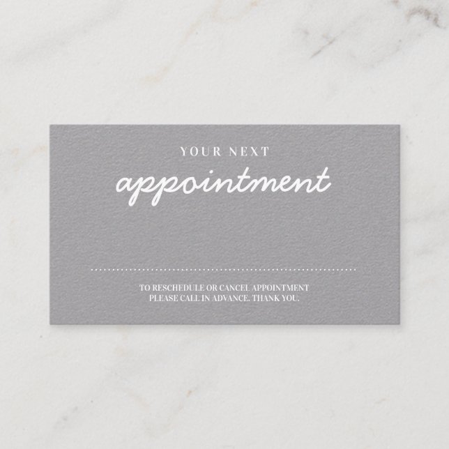 Moderne handgeschriebene, stilvolle Gray-Erinnerun Terminkarte (Vorderseite)