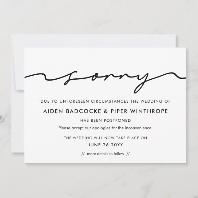 Moderne handgeschriebene Traukarte Einladung (Vorderseite)