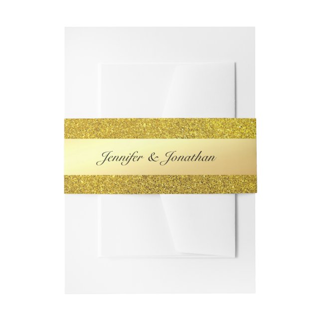Moderne, handgeschriebene trendy Gold Glitzer Temp Einladungsbanderole (Vorderseite Beispiel)