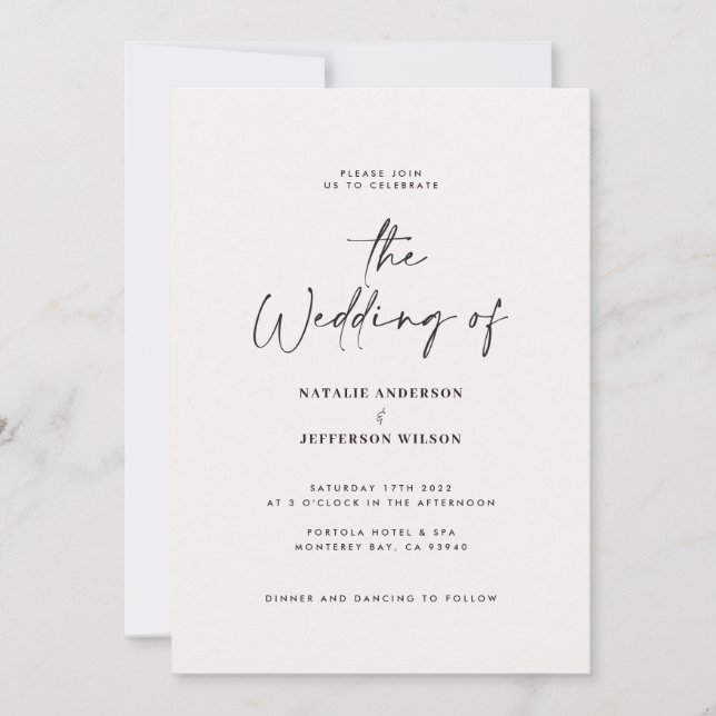 Moderne handgeschriebene Typografie-Hochzeitseinla Save The Date (Vorderseite)