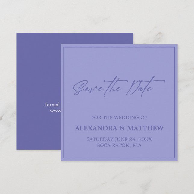 Moderne handgeschriebene Typografie Lila Save The Date (Vorne/Hinten)