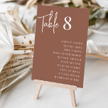 Moderne handgeschriebene und klassische Serif-Gäst Tischnummer<br><div class="desc">Einfache und schicke Tischnummer-Karten in Rost und Weiß machen eine elegante Aussage bei Ihrer Hochzeit oder Veranstaltung. Design-Features "Tabelle [Zahl]" in handgeschriebenen Schriftzeichen,  mit einzelnen Gastnamen unten in zeitloser Serifentypografie. Design wiederholt sich auf beiden Seiten.</div>