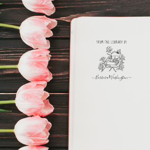 Moderne handgezeichnet Bibliothek Butterfly Permastempel