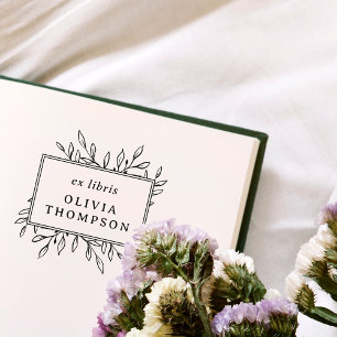 Moderne handgezeichnet Blätter Ex Libris Name Libr Gummistempel