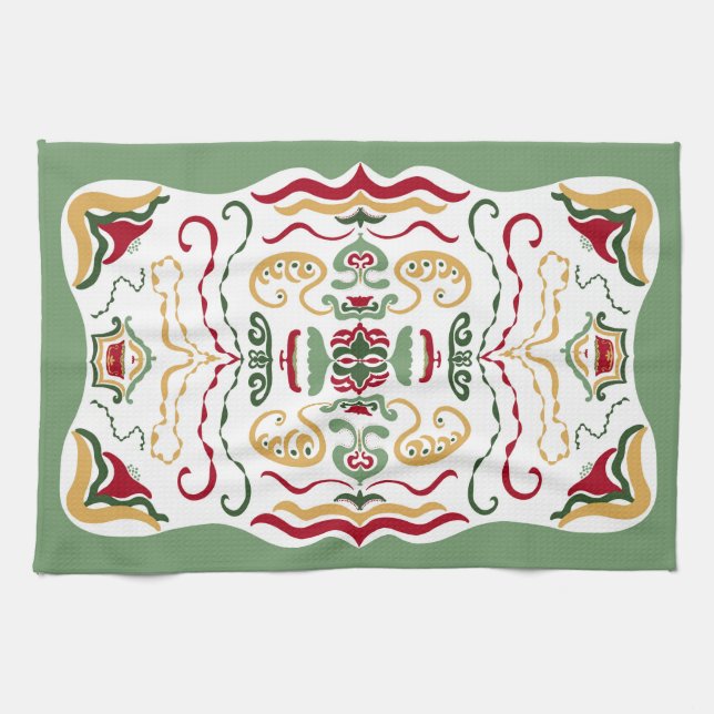 Moderne handgezeichnet Kunst in aktualisierten Fer Geschirrtuch (Horizontal)