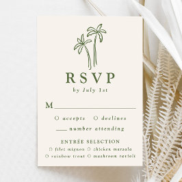 Moderne handGezeichnet Palmen-Creme RSVP Karte