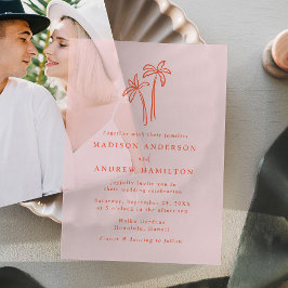 Moderne, handGezeichnet Palmen, rosa Hochzeit