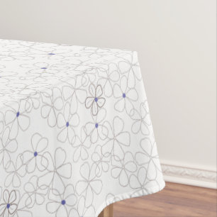 Moderne handgezeichnet Taupe Periwinkle Blume Tischdecke