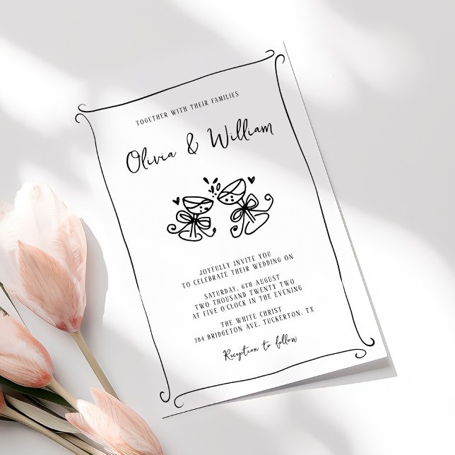 Moderne handGezeichnet Whimsical Wedding Einladung (Von Creator hochgeladen)