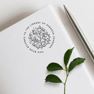 Moderne handgezeichnete botanische Bibliotheksbuch Gummistempel