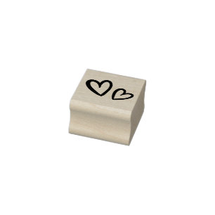 Moderne Handgezeichnete Brush-Herzen Holzmotiv Gummistempel