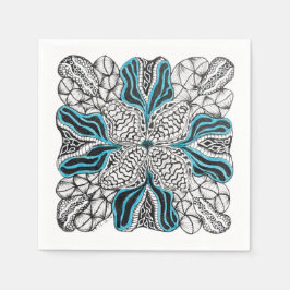 Moderne handgezeichnete Doodle mit Blau Serviette