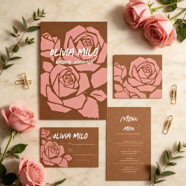 Moderne handgezeichnete florale Hochzeit Einladung