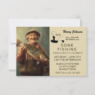 Moderne handgezeichnete Gone Fishing Retirement Ei Einladung