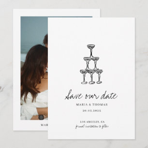 Moderne handgezeichnete Hochzeit rettet das Datum Save The Date