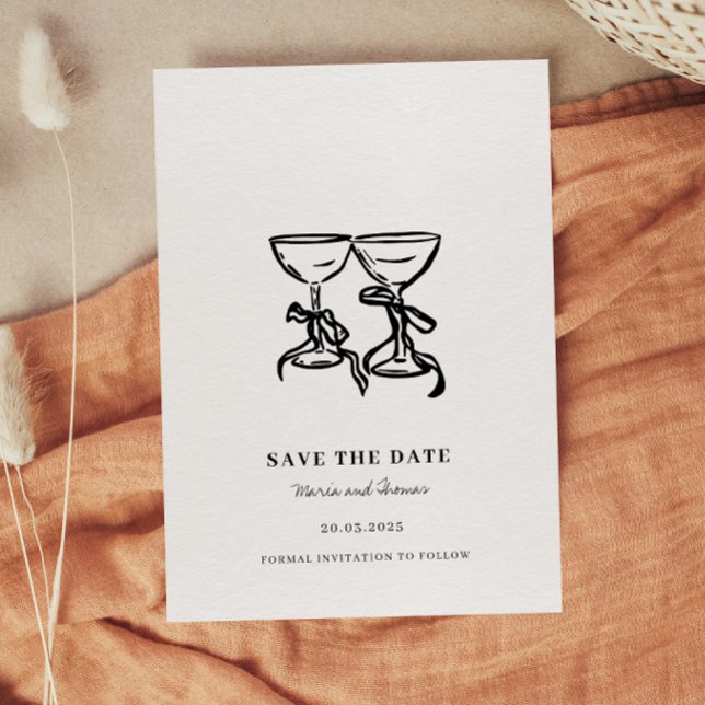 Moderne handgezeichnete Hochzeit rettet das Datum Save The Date (Von Creator hochgeladen)