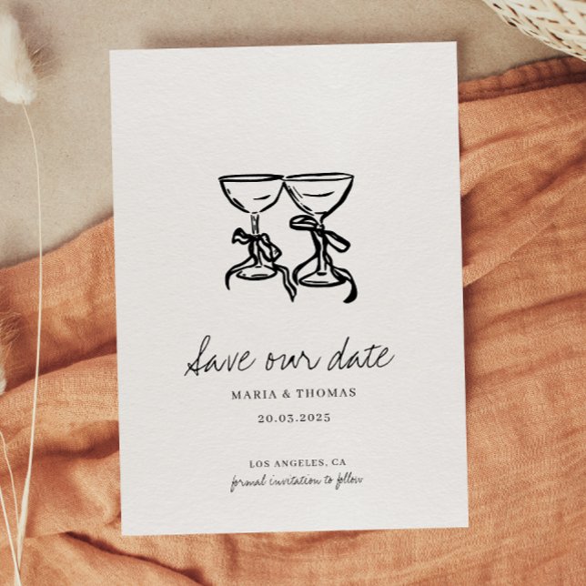Moderne handgezeichnete Hochzeit rettet das Datum Save The Date (Von Creator hochgeladen)