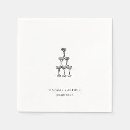 Moderne handgezeichnete Hochzeit Serviette