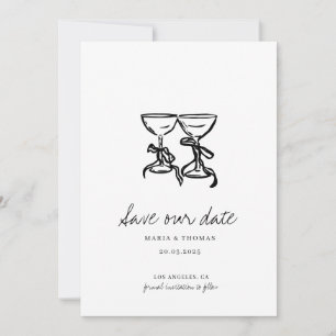 Moderne handgezeichnete Hochzeit - Termin vormerke Save The Date