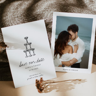 Moderne handgezeichnete Hochzeit - Termin vormerke Save The Date