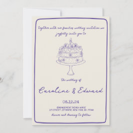 Moderne handgezeichnete Kuchen Retro Boho Hochzeit Einladung