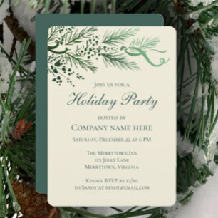 Moderne, handgezeichnete Pine Corporate Holiday Pa Einladung