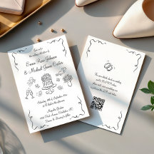 Moderne, handgezeichnete QR-Codierung Hochzeit