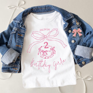 Moderne handgezeichnete rosa Bow Kuchen Geburtstag Baby T-shirt