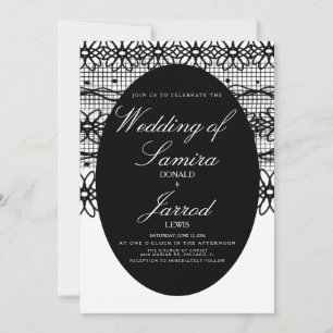 Moderne handgezeichnete Schwarz + Weiße Hochzeit Einladung