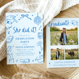 Moderne handgezeichnete Sie hats geschafft Abschlu Einladung