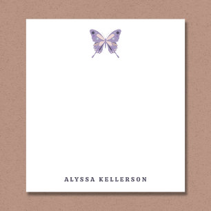 Moderne handgezeichnete violette Schmetterlinge Notizblock