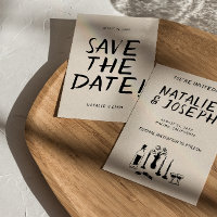 Moderne handgezogene Champagner Retro Quirky Weddi