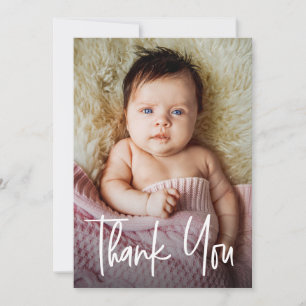 Moderne Handlettering-Foto für Baby-Mädchen-Shower Dankeskarte