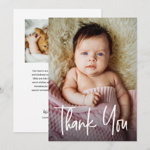 Moderne Handlettering Individuelle Baby Mädchen 2  Dankeskarte