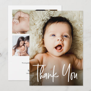 Moderne Handlettering Mehrere Fotos Baby Shower Dankeskarte