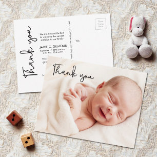 Moderne Handlettering-Schrift Baby-Fotos Babyparty Postkarte