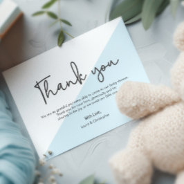 Moderne Handschrift Baby Dusche Blue Vielen Dank Einladung