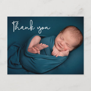 Moderne Handschrift Baby Foto Babydusche dank Postkarte