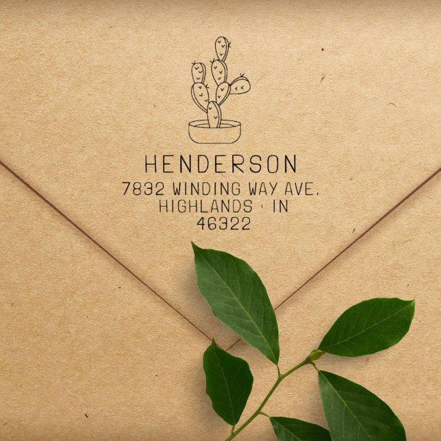 Moderne Handschrift Cactus Family Rücksendeadresse Gummistempel (Von Creator hochgeladen)