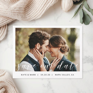 Moderne Handschrift-Foto-Save-the-Date Postkarte