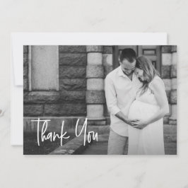 Moderne Handschrift für Foto Babydusche Dankeskarte