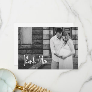 Moderne Handschrift für Foto Babydusche Dankeskarte