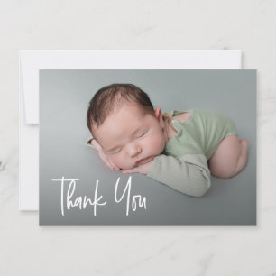 Moderne Handschrift für Foto Babydusche Dankeskarte