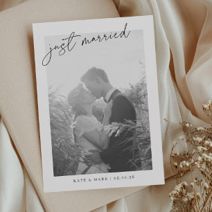 Moderne Handschrift Gerade verheiratet Foto-Hochze Ankündigung
